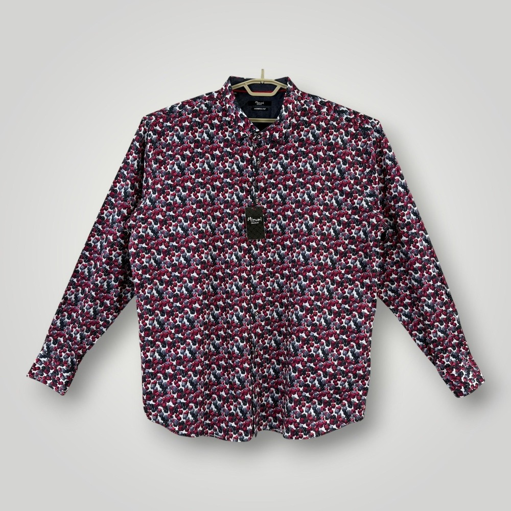 NEW Mizumi Couture Shirt Mens 4XL Red Dice Casino Print Long‎ Sleeve Button Up